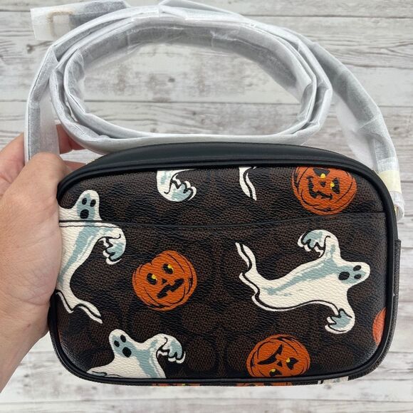 Authentic Coach Mini Jamie Camera Bag In Signature Canvas With Halloween Print - Picture 2 of 8